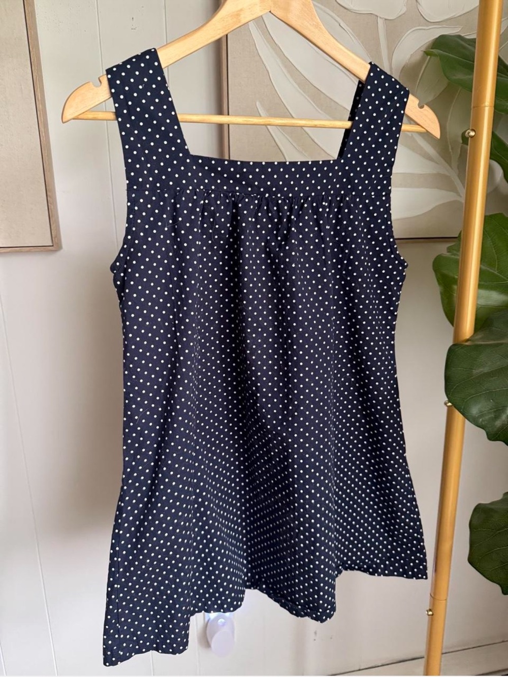 WeWoreWhat Navy Polka Dot Square Neck Dress